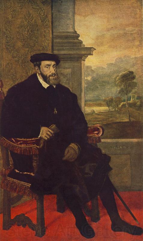TIZIANO Vecellio Portrait of Charles V Seated  r Norge oil painting art